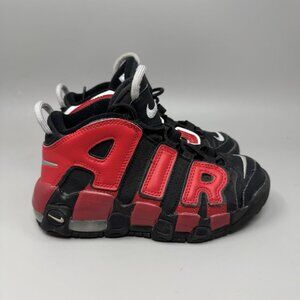Nike Air More Uptempo Youth Kids Size 2Y Red Black Athletic Sneakers